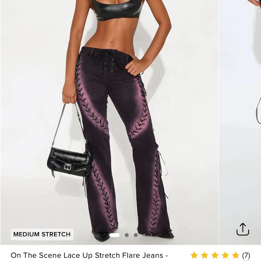 Fashion Nova Purple Lace-Up Boot Cut Jeans